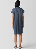 Airy Organic Cotton Twill Classic Collar Shirt Dress