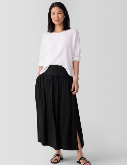 Fine Jersey Full Length Gathered Skirt w/ Pockets