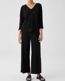 Stretch Jersey Knit High Waisted Wide Full Length Pant