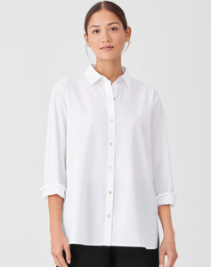 Washed Organic Cotton Poplin Classic Collar Easy Shirt