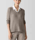 Peruvian Organic Cotton Cord Jersey V-Neck Pullover