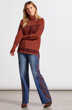 Two-Tone Ottoman Turtleneck Tunic Sweater