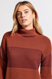 Two-Tone Ottoman Turtleneck Tunic Sweater