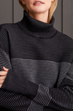 Two-Tone Ottoman Turtleneck Tunic Sweater