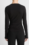 Side Drape Long Sleeve Crew