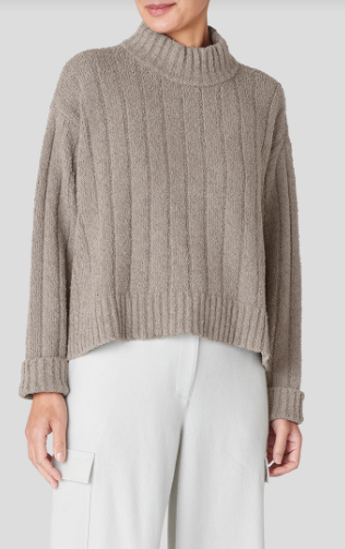 Cotton Fluff Rib Turtleneck Sweater