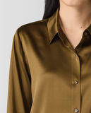 Stretch Silk Charmeuse Classic Collar Easy Shirt