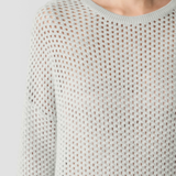 Merino Open Knit Crew Neck Sweater