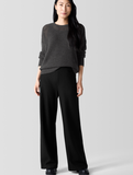 Boiled Wool Jersey Full Length Wide Leg Pant