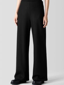 Boiled Wool Jersey Full Length Wide Leg Pant