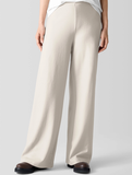 Boiled Wool Jersey Full Length Wide Leg Pant