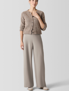 Boiled Wool Jersey Full Length Wide Leg Pant