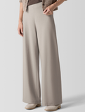 Boiled Wool Jersey Full Length Wide Leg Pant