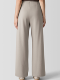 Boiled Wool Jersey Full Length Wide Leg Pant