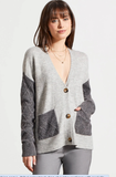 Color Block Drop Shoulder Cardigan with Pockets