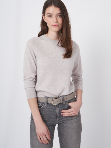 Round neck raglan sleeve cashmere sweater