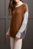 Colorblock Mock Neck Sweater