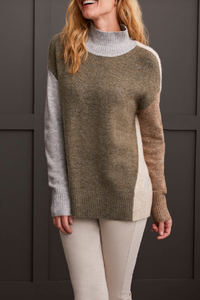 Colorblock Mock Neck Sweater