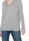 Cashmere Hi-Low Piped  V-Neck