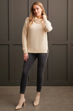 L/S Cowl Neck Sweater w/ Open Stitch