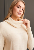 L/S Cowl Neck Sweater w/ Open Stitch