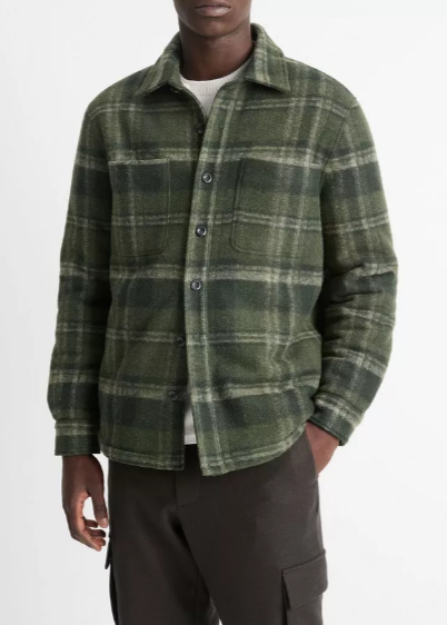 Sherpa-Lined Plaid Shirt Jacket