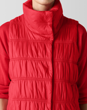 Eggshell Recycled Nylon High Collar Puffer Vest