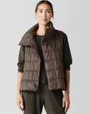 Eggshell Recycled Nylon High Collar Puffer Vest