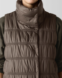 Eggshell Recycled Nylon High Collar Puffer Vest