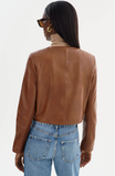 Linette Crop Collarless Leather Jacket