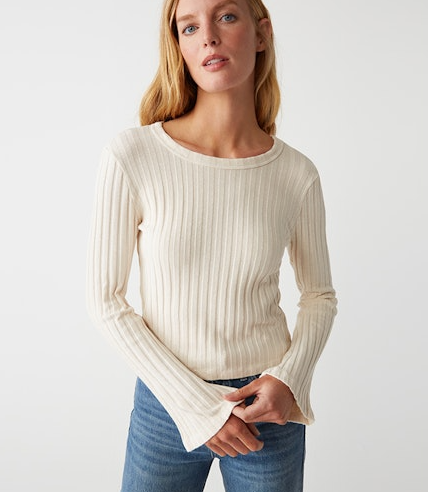 Valerie London Rib Bell Sleeve Top