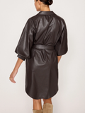 Kate Belted Vegan Leather Shirt Dress