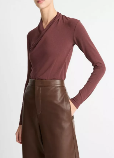 Fixed Wrap Long-Sleeve Top