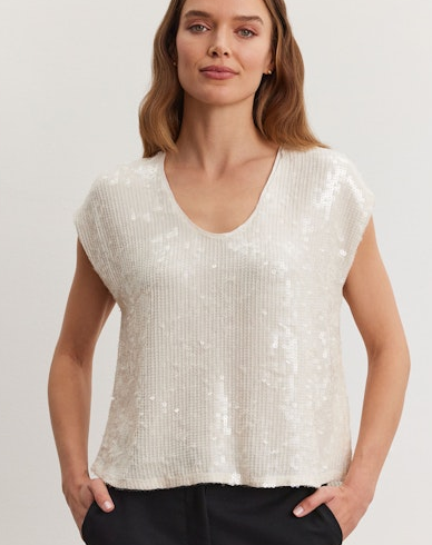 Sequin Cap Sleeve Top