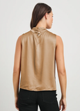 Kaleen Sleeveless Satin Mock Neck