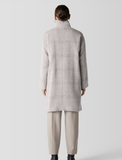 Luxe Alpaca Windowpane High Collar Knee Length Coat