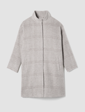 Luxe Alpaca Windowpane High Collar Knee Length Coat