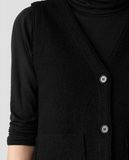 Boiled Wool Jersey V-neck Button Front Vest