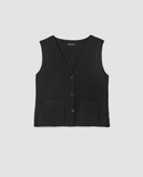 Boiled Wool Jersey V-neck Button Front Vest