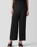 Striated Silk Satin Straight Pant