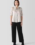 Striated Silk Satin Straight Pant