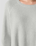 Cotton & Recycled Cashmere Thermal Raglan Sleeve Crew Neck Sweater