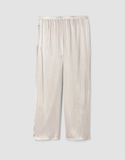 Striated Silk Satin Straight Ankle Pant