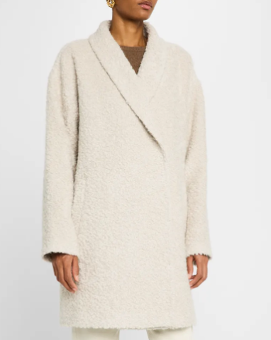 Curly Alpaca Shawl Collar Coat