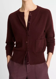 Velvet-Trim Wool-Blend Cardigan