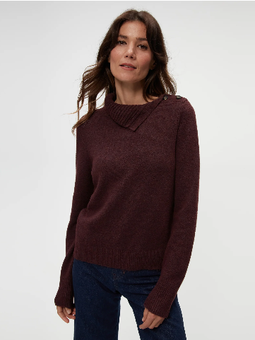 Sienna Cozy Knit Tneck Button Sweater