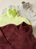 Sienna Cozy Knit Tneck Button Sweater