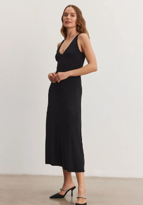 Hayes Matte Jersey V-Neck Dress