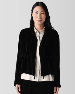 Velvet High Collar Jacket W/Tie