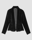 Velvet High Collar Jacket W/Tie